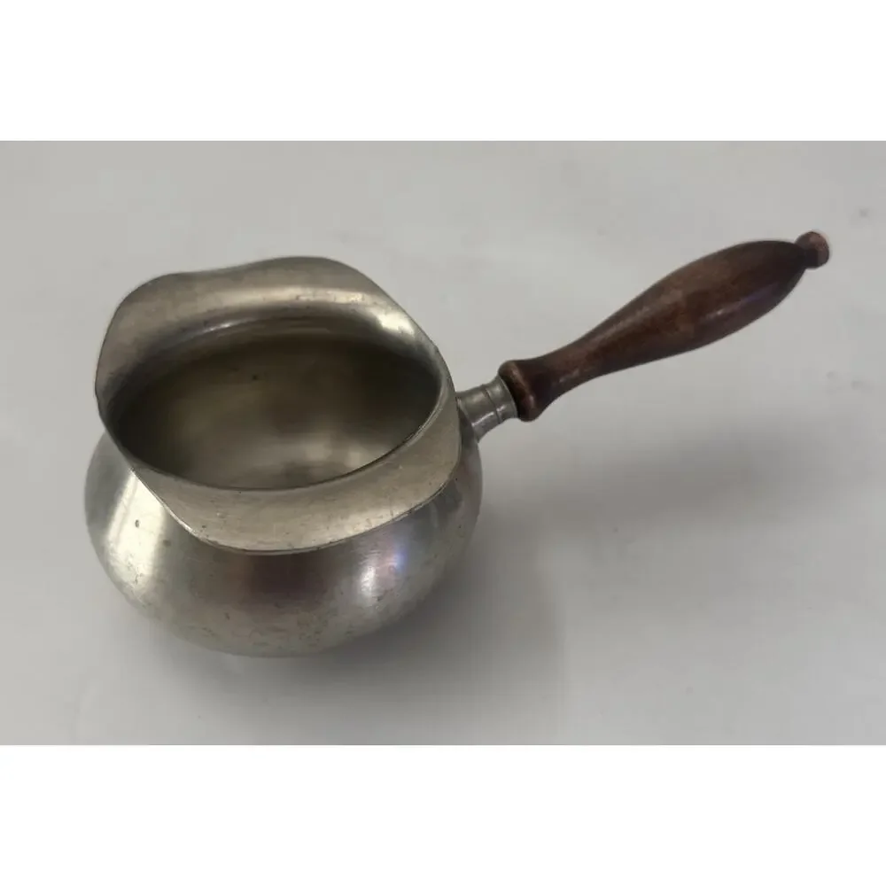 VTG Web Pewter 1175 Double Spout Butter Brandy Candy Warmer Wood Handle - Picture 2 of 12